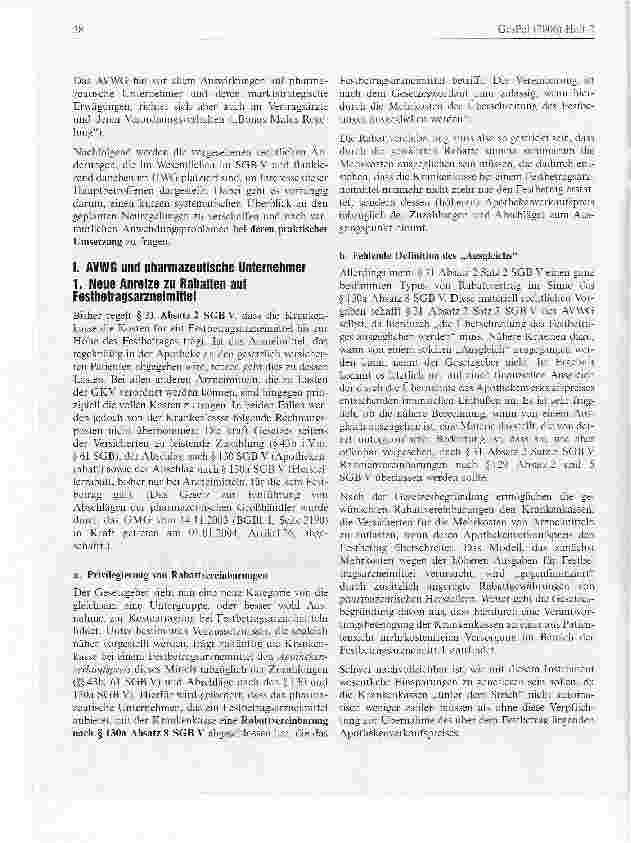 Vorschauseite 2: Gesetz zur Verbesserung der Wirtschaftlichkeit in der Arzneimittelversorgung (AVWG)