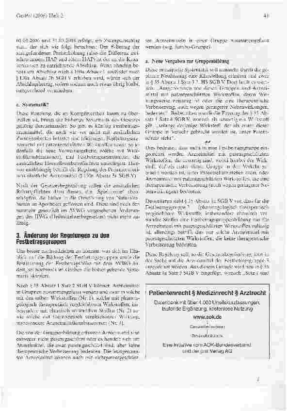 Vorschauseite 5: Gesetz zur Verbesserung der Wirtschaftlichkeit in der Arzneimittelversorgung (AVWG)