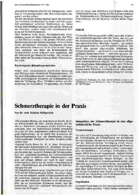 Vorschauseite 4: Chronischer Schmerz Diagnostische und therapeutische Möglichkeiten