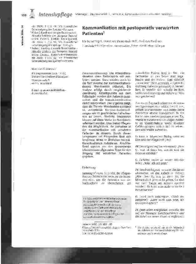 Vorschauseite 1: Kommunikation mit postoperativ verwirrten Patienten