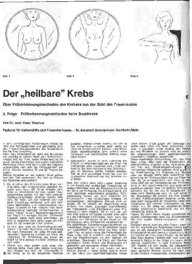 Vorschauseite 1: Der heilbare Krebs 2. Folge: Früherkennungsmethoden beim Brustkrebs