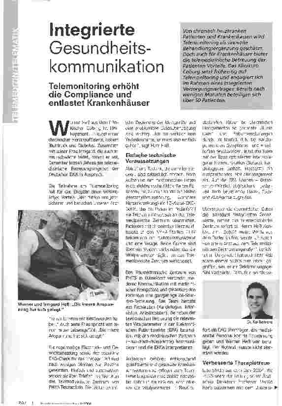 Vorschauseite 1: Integrierte Gesundheits-kommunikationTelemonitoring erhöht die Compliance und entlastet Krankenhäuser