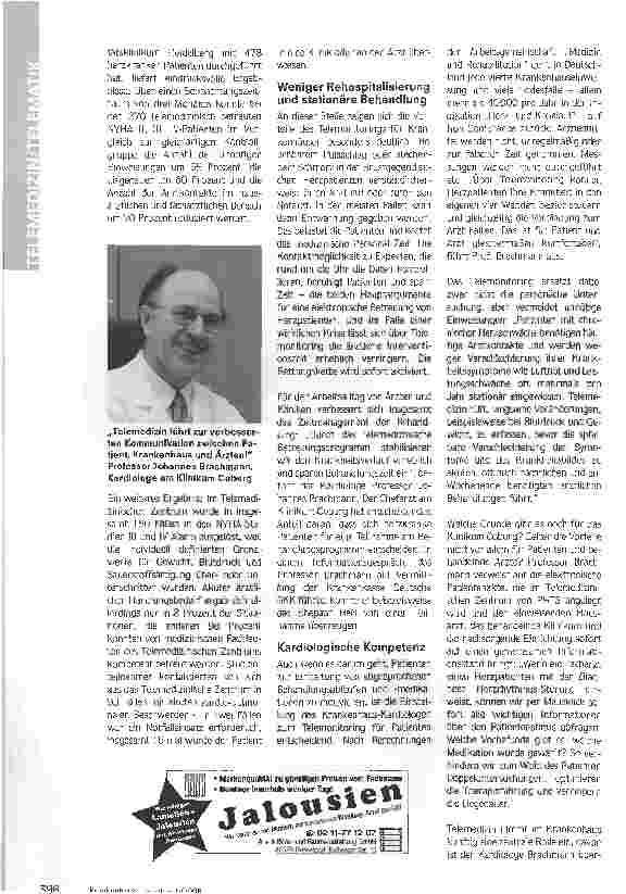 Vorschauseite 2: Integrierte Gesundheits-kommunikationTelemonitoring erhöht die Compliance und entlastet Krankenhäuser