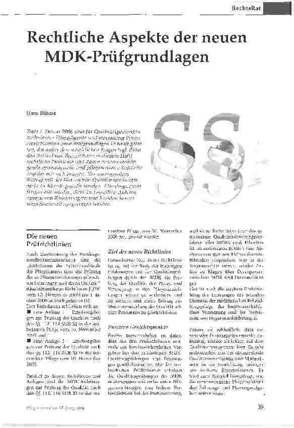 Vorschauseite 1: Rechtliche Aspekte der neuen MDK-Prüfgrundlagen