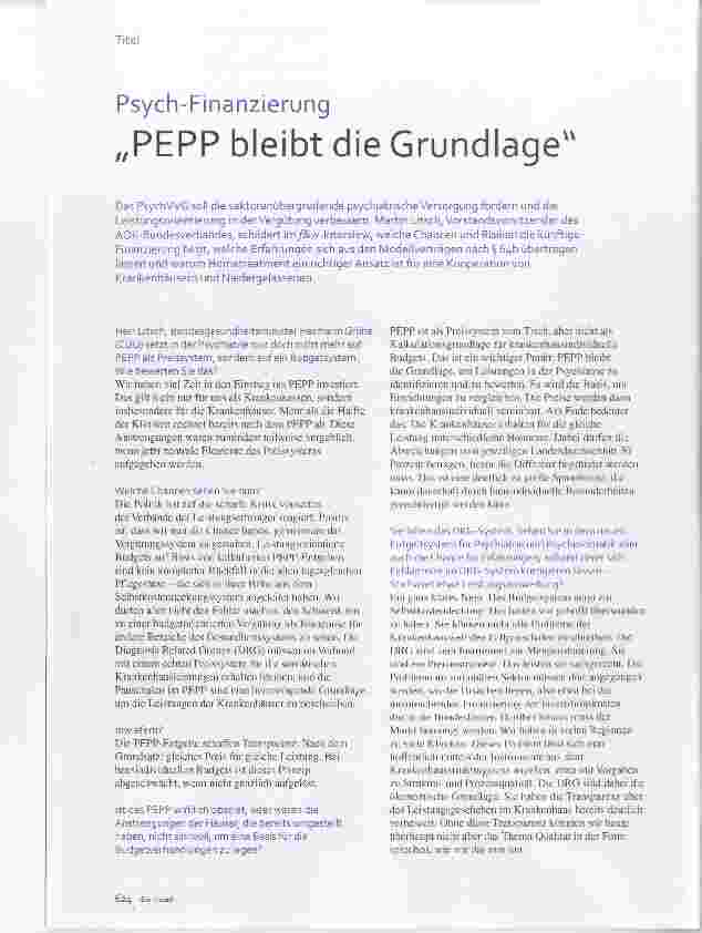 Vorschauseite 1: Psych-Finanzierung „PEPP bleibt die Grundlage