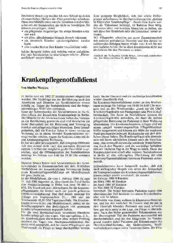 Vorschauseite 1: Krankenpflegenotfalldienst