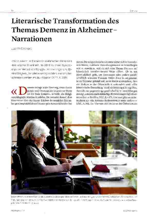 Vorschauseite 1: Literarische Transformation des Themas Demenz in Alzheimer -Narrationen