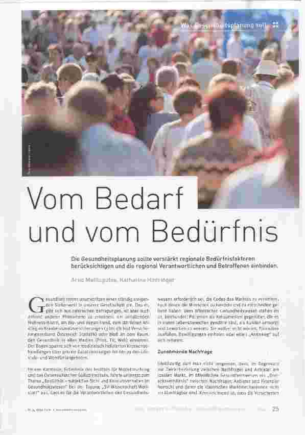 Vorschauseite 1: Vom Bedarf und vom Bedürfnis