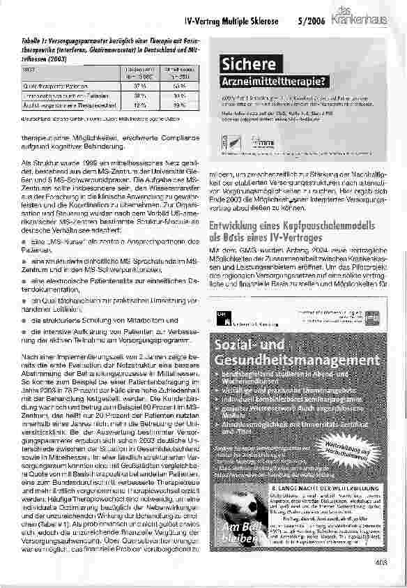Vorschauseite 2: Von der Versorgungsforschung zur Integrierten Versorgung am Beispiel der Multiplen Sklerose