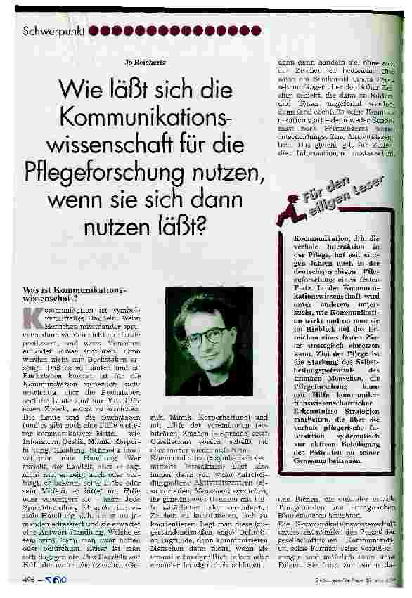 Vorschauseite 1: Wie läßt sich die Kommunikationswissenschaft für die Pflegeforschung nutzen, wenn sie sich dann nutzen läßt?