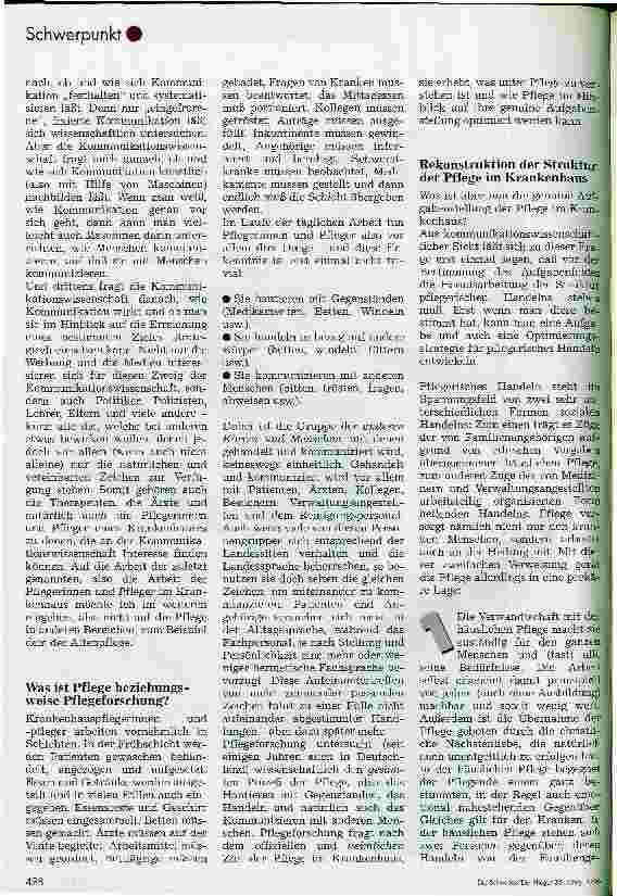 Vorschauseite 2: Wie läßt sich die Kommunikationswissenschaft für die Pflegeforschung nutzen, wenn sie sich dann nutzen läßt?