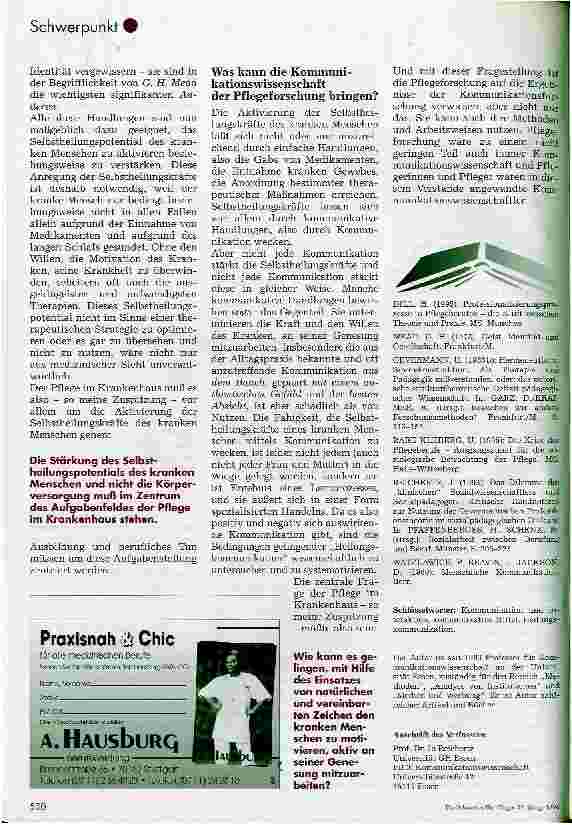 Vorschauseite 4: Wie läßt sich die Kommunikationswissenschaft für die Pflegeforschung nutzen, wenn sie sich dann nutzen läßt?