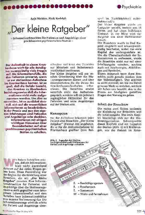 Vorschauseite 1: Der kleine Ratgeber Informationsbroschüre für Patienten und Angehörige einer geschlossenen psychiatrischen Station