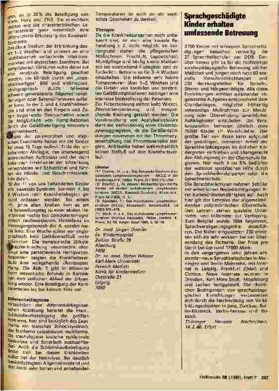 Vorschauseite 2: Das Mukokutane Lymphknotensyndrom - eine neue Kinderkrankheit?