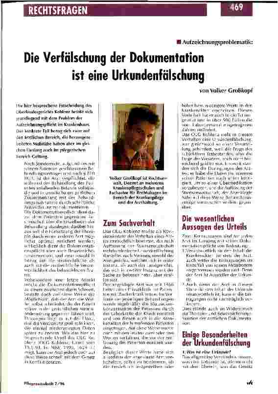 Vorschauseite 1: Die Verfälschung der Dokumentation ist eine Urkundenfälschung
