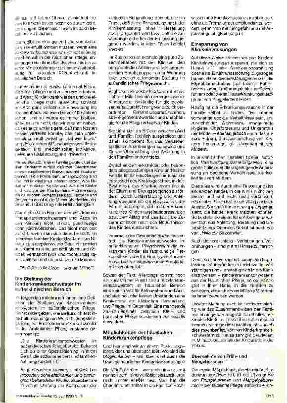 Vorschauseite 2: Ambulante Kinderkrankenpflege - Möglichkeiten und Grenzen
