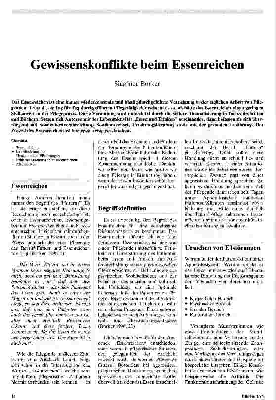 Vorschauseite 1: Gewissenskonflikte beim Essenreichen