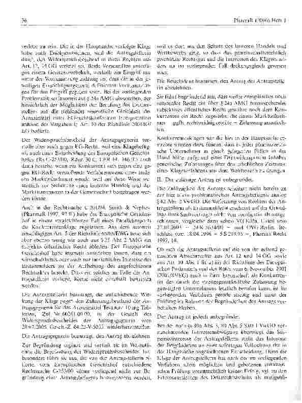 Vorschauseite 3: Zur Frage der aufschiebenden Wirkung eines Drittwiderspruchs des Originalherstellers gegen die Generikazulassung