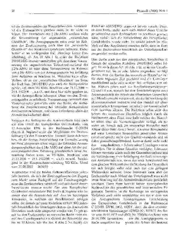 Vorschauseite 5: Zur Frage der aufschiebenden Wirkung eines Drittwiderspruchs des Originalherstellers gegen die Generikazulassung