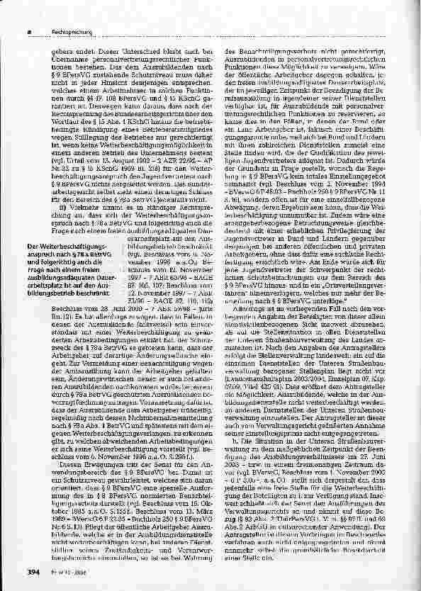 Vorschauseite 4: Unzumutbarkeit der Weiterbeschäftigung eines Jugendund Auszubildenden Vertreters aufgrund eines allgemeinen Einstellungsstopps