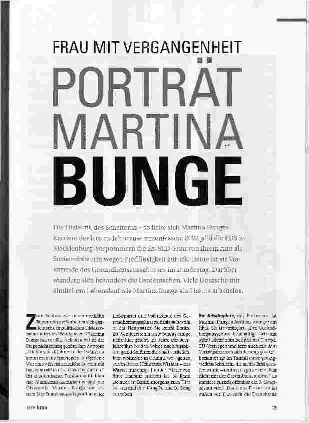 Vorschauseite 2: FRAU MIT VERGANGENHEIT PORTRÄT Martina Bunge