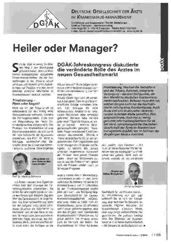 Vorschauseite 1: Heiler oder Manager?