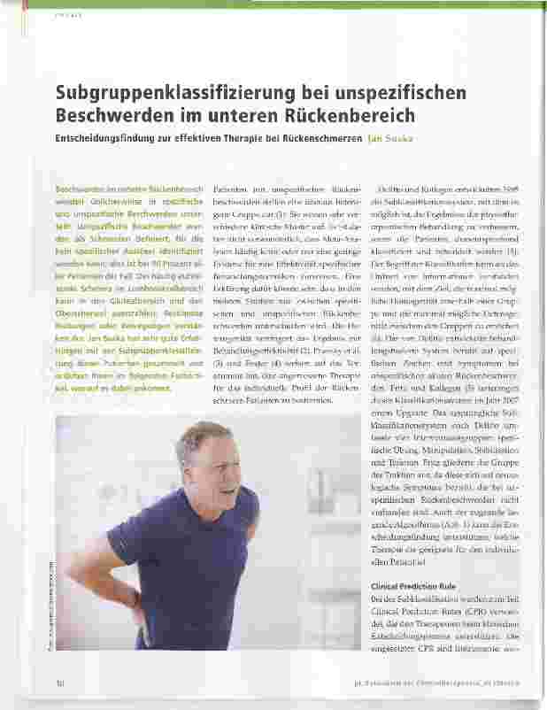 Vorschauseite 1: Subgruppenklassifizierung bei unspezifischen Beschwerden im unteren Rückenbereich