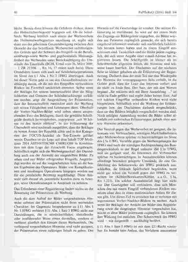 Vorschauseite 2: Unzulässigkeit von Vorher-Nachher-Bildern für Schönheitsoperationen