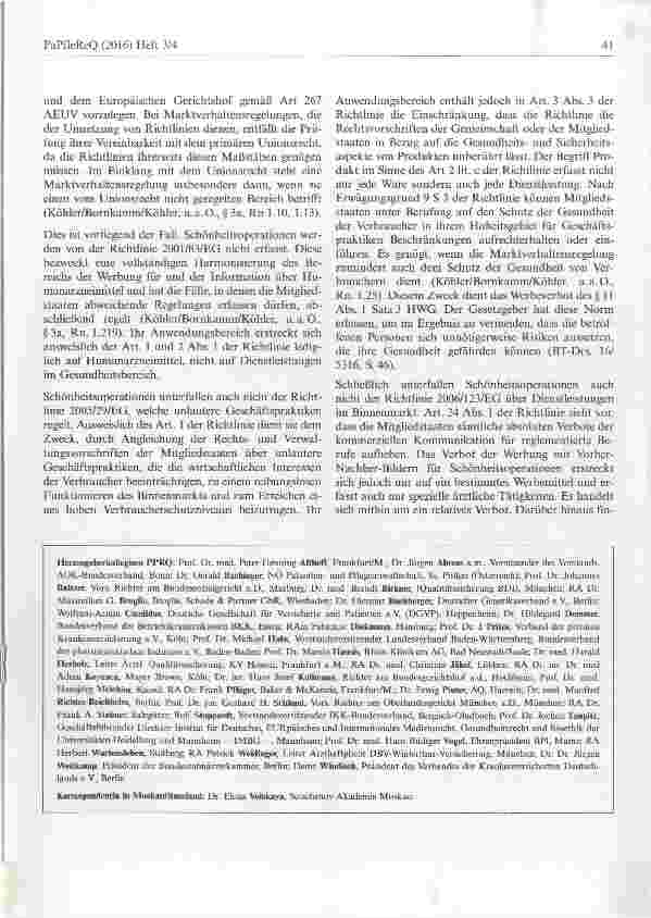 Vorschauseite 3: Unzulässigkeit von Vorher-Nachher-Bildern für Schönheitsoperationen