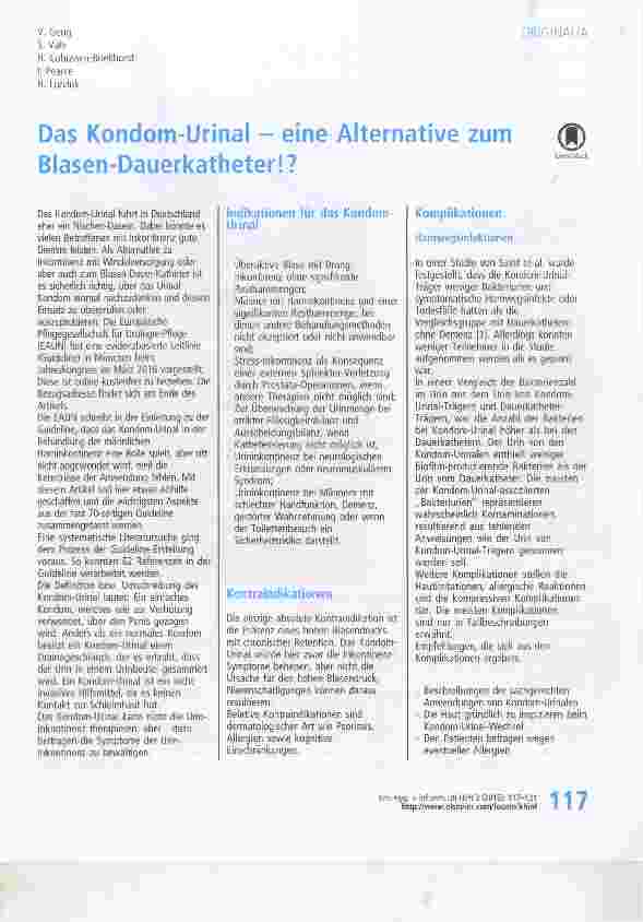 Vorschauseite 1: Das Kondom-Urinal - eine Alternative zum Blasen-Dauerkatheter! ?