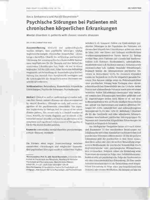 Vorschauseite 1: Psychische Störungen bei Patienten mit chronischen körperlichen Erkrankungen