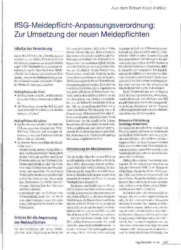 Vorschauseite 1: IfSG-Meldepflicht-Anpassungsverordnung: Zur Umsetzung der neuen Meldepflichten