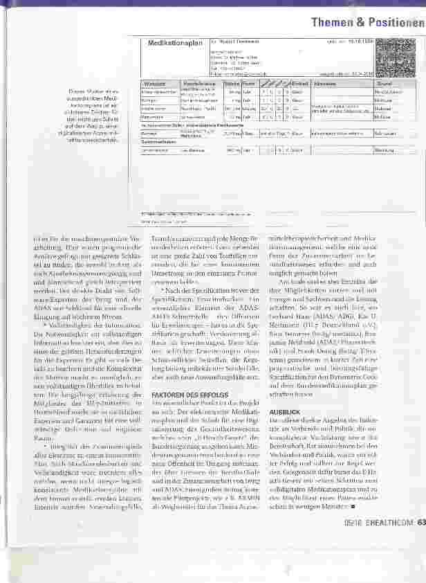 Vorschauseite 2: Medikationsplan GEMEINSAM VORANGEKOMMEN