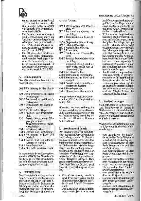Vorschauseite 2: Berufsbegleitender Studiengang Pflegemanagement an der Fachhochschule Frankfurt am Main