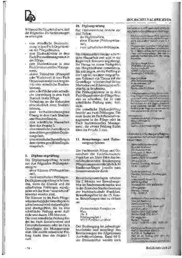 Vorschauseite 4: Berufsbegleitender Studiengang Pflegemanagement an der Fachhochschule Frankfurt am Main