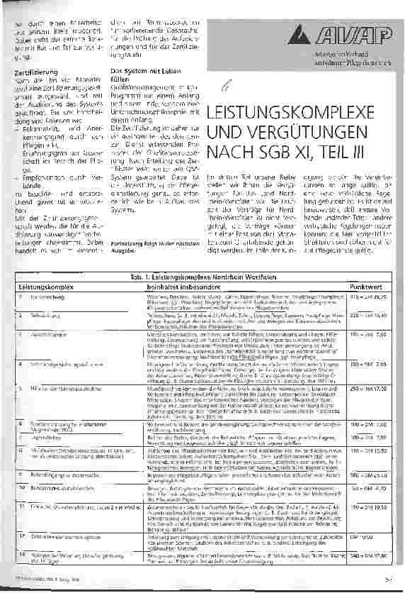 Vorschauseite 1: Leistungskomplexe und Vergütungen nach SGB XI, Teil III