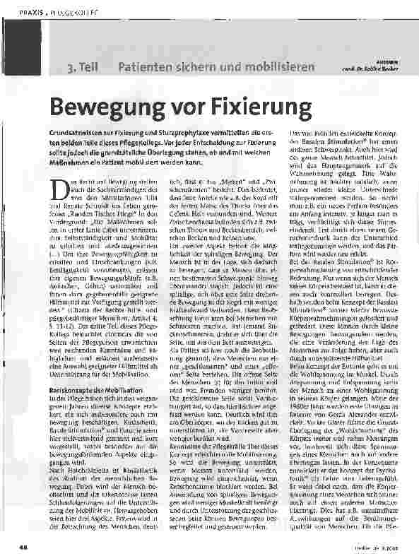 Vorschauseite 1: Bewegung vor Fixierung3. Teil: Patienten sichern und mobilisieren