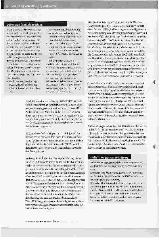 Vorschauseite 2: Aufbereitung von MedizinproduktenProblerne der Validierung von Reinigungsund Desinfektionsgeräten und Lösungsansätze