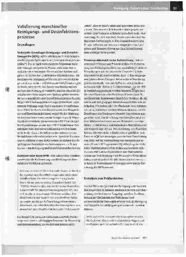 Vorschauseite 5: Aufbereitung von MedizinproduktenProblerne der Validierung von Reinigungsund Desinfektionsgeräten und Lösungsansätze