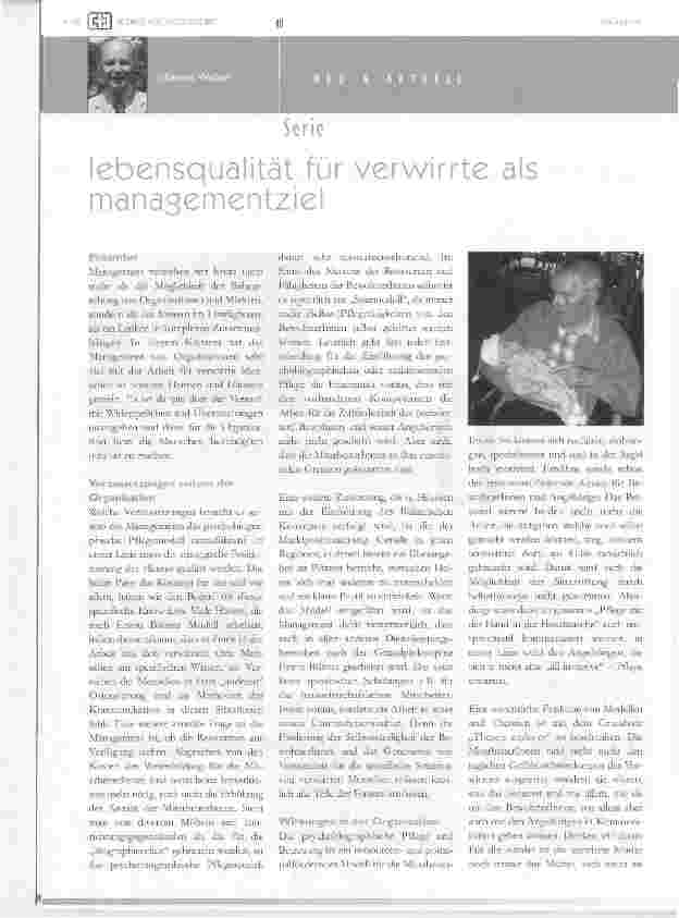 Vorschauseite 1: Lebensqualität für verwirrte als Managementziel