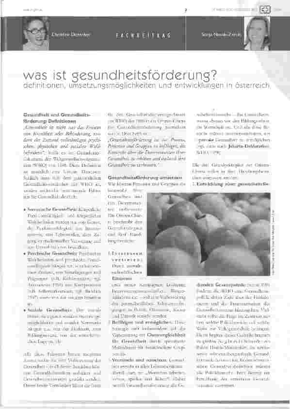 Vorschauseite 1: Was ist Gesundheitsförderung?Definitionen, Umsetzungsmöglichkeiten und Entwicklungen in Österreich