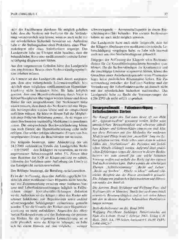 Vorschauseite 2: Übergehen des Antrages auf Einholung eines Sachverständigengutachtens