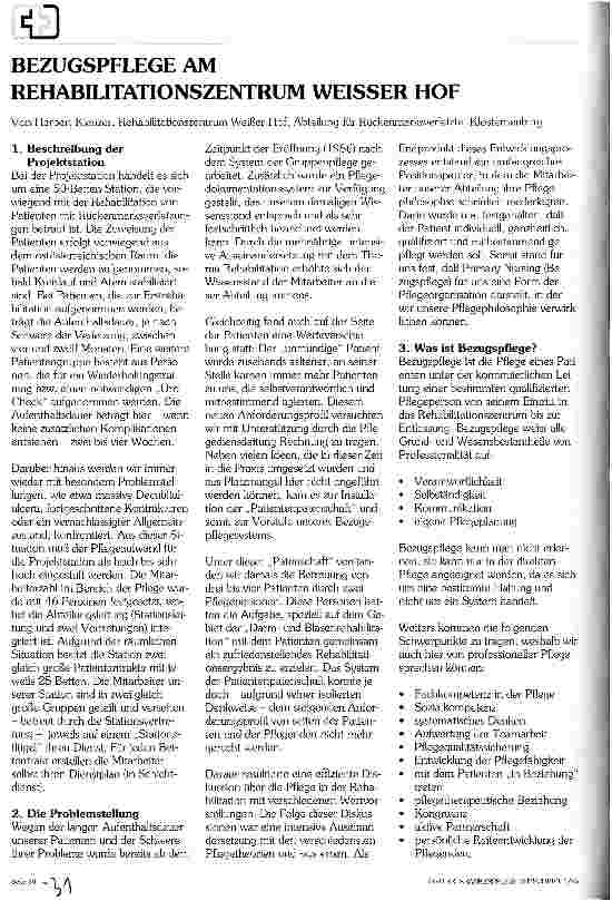 Vorschauseite 1: Bezugspflege am Rehabilitationszentrum Weißer Hof