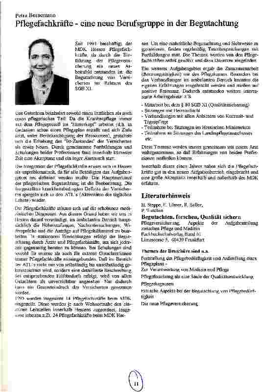 Vorschauseite 1: Pflegefachkräfte - eine neue Berufsgruppe in der Begutachtung