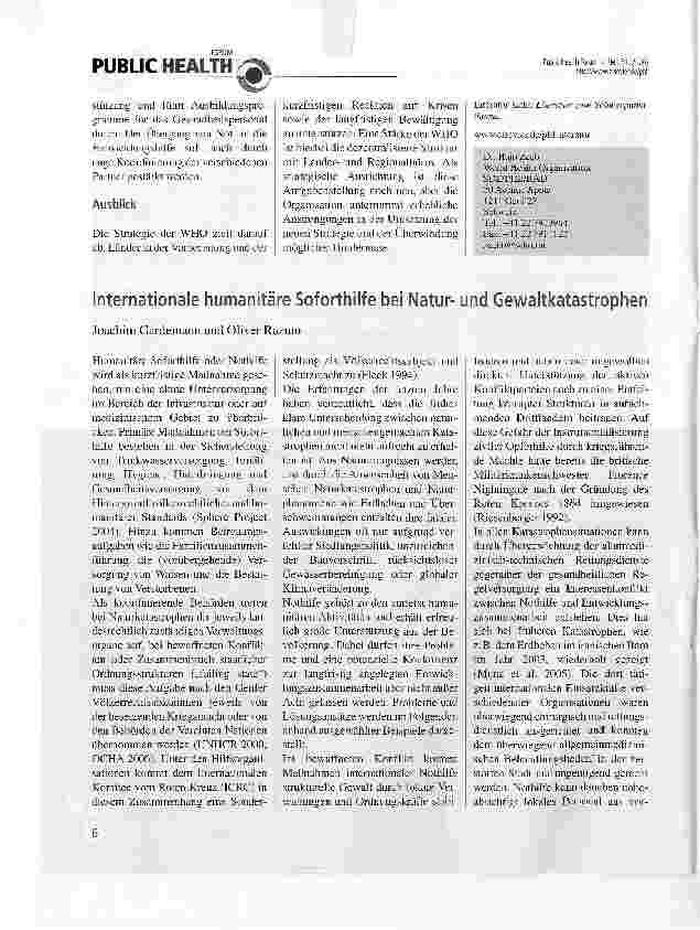 Vorschauseite 1: Internationale humanitäre Soforthilfe bei Naturund Gewaltkatastrophen