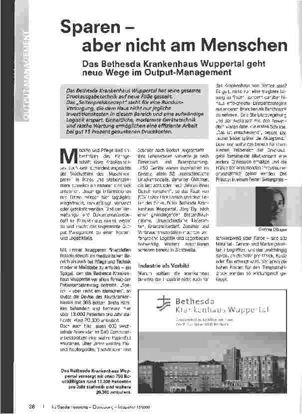 Vorschauseite 1: Sparen - aber nicht am Menschen