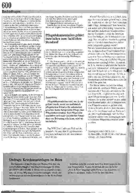 Vorschauseite 2: Dekubitus und Pflegedokumentation / Urteil des BGH v. 18. 03. 1986