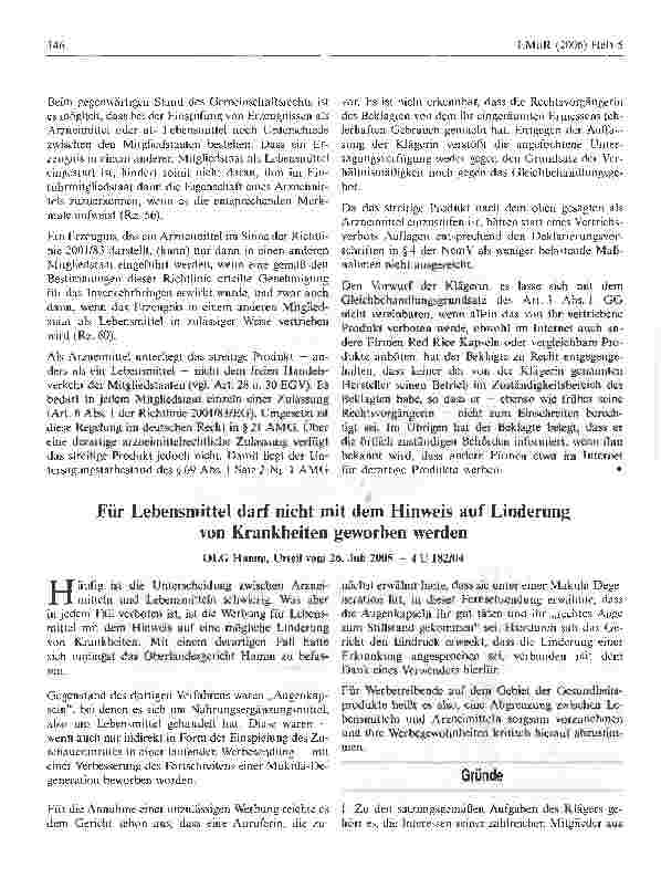 Vorschauseite 1: Für Lebensmittel darf nicht mit dem Hinweis auf Linderung von Krankheiten geworben werden
