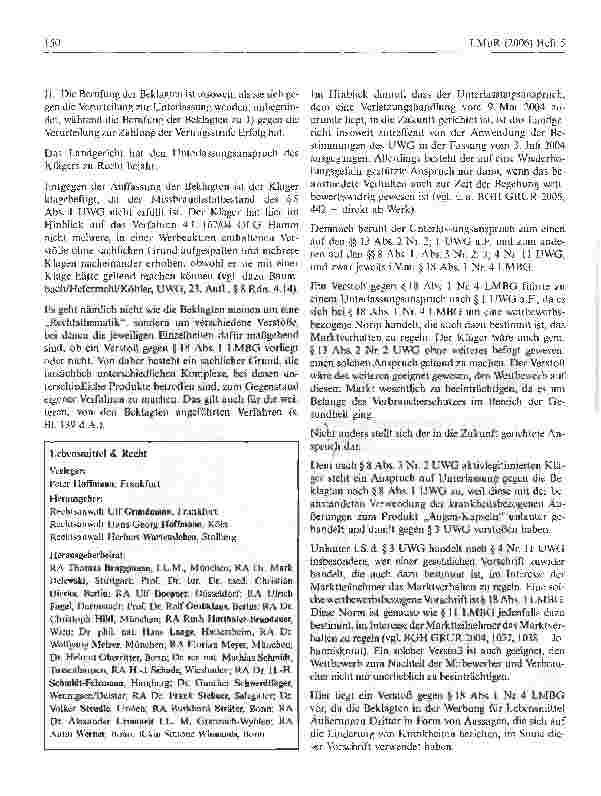 Vorschauseite 4: Für Lebensmittel darf nicht mit dem Hinweis auf Linderung von Krankheiten geworben werden