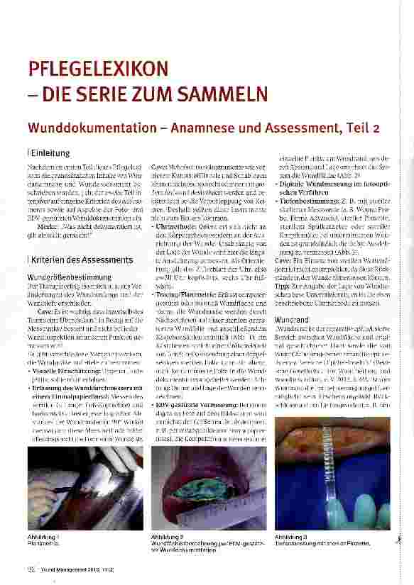 Vorschauseite 1: PFLEGELEXIKON -DIESERIE ZUM SAMMELN Wunddokumentation - Anamnese und Assessment, Teil 2